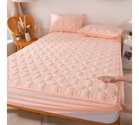 Tolldek 180 x 200 cm Funda protectora para cama, diseño de flores, sábana bajera ajustable para cama de agua monocolor, protector de colchón de poliéster y algodón, color rosa claro para cama con