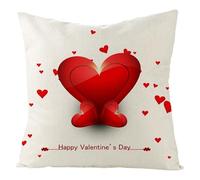 Tolldek 1er Kissenbezug Herz Happy Valentine's Day Kissenbezug Wohnzimmer Deko, Leinenoptik Weich waschbar Deko Zierkissenbezug Dekokissen Sitzkissen für Heimdekoration Weiß Rot, 40x40 cm