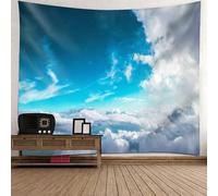Tolldek Alfombra de pared, blanco, verde, 300 x 256 cm, paisaje natural, tapiz, decoración de pared, cielo, nube, decoración de pared para sala de estar, dormitorio