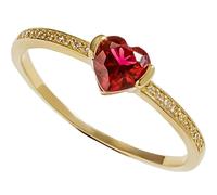 Tolldek Alianzas de boda de oro 750 de 18 quilates, joyas auténticas, con corazón de rubí rojo, corte de corazón, anillo de compromiso de oro amarillo de 18 quilates con diamantes auténticos, talla 47