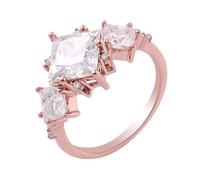 Tolldek Alianzas de boda de oro rosa de 9 K/14 K/18 K, joyas auténticas, anillos clásicos para parejas con corte de princesa, laboratorio creado con diamantes, oro rosa Au 375/585/750, anillos de