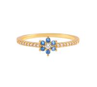 Tolldek Alianzas de oro de 9 K/14 K, flores Eternity Ring Memoirering Parchen Ring, Au375/585 Gold Trauringe mit Topacio & Moissanite Azul Auténtica Joyería, Talla 47-62, Oro amarillo 585 de 14