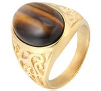 Tolldek Anillo de acero inoxidable para hombre, 19 mm, filigrana retro con piedra ovalada, anillos de amistad, para parejas, punk rock, acero inoxidable, Sin circonita