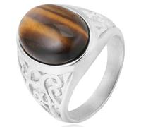 Tolldek Anillo de acero inoxidable para hombre, 19 mm, filigrana retro con piedra ovalada, anillos de amistad, para parejas, punk rock, acero inoxidable, Sin circonita