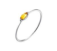 Tolldek Anillo de boda Au 375/585/750, oro blanco, anillos de amistad solitarios con citrino amarillo, talla 47-65