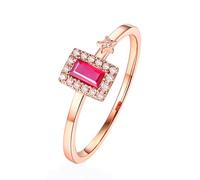 Tolldek Anillo de boda de oro blanco 750 de 18 quilates, joyas auténticas, anillo de solicitud con laboratorio, turmalina, corte rectangular rojo, forma de estrella, moissanita, oro de 18 quilates