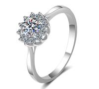 Tolldek Anillo de boda de oro blanco de 14 K/18 K, anillos clásicos de amistad con laboratorio creado con diamante de 0,5 quilates VVS1, oro blanco Au 585/750, anillo de compromiso para mujer, talla