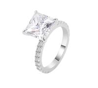 Tolldek Anillo de boda de oro blanco de 9 K/14 K/18 K, anillo de compromiso clásico con corte princesa de 1/2/3 ct moissanita, Au 375/585/750 oro blanco, anillo solitario sin alergias, Oro blanco de
