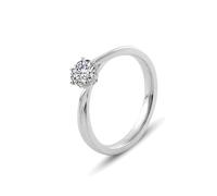 Tolldek Anillo de boda de oro blanco de 9 K/14 K/18 K, joyas auténticas, anillos de pareja solitarios con corte redondo de 1 ct de laboratorio creado con diamante, Au 375/585/750, anillo de diamante