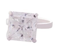 Tolldek Anillo de boda de oro blanco de 9 K/14 K/18 K, joyas auténticas, anillos de pareja solitarios con corte radiante de 4 quilates, moissanita de 4 quilates, oro blanco Au 375/585/750, anillos de