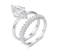 Tolldek Anillo de boda de oro blanco de 9 K/14 K/18 K, joyas de oro auténtico, anillos de pareja con moissanita, talla 47-65, anillo blanco y oro Au 375/585/750, talla 47-65, Oro blanco 585 de 14