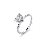 Tolldek Anillo de boda de oro blanco de 9 K/14 K/18 K, solitario con corazón creado en laboratorio, diamante tallado en corazón, oro real, Au 375/585/750 oro blanco, anillos para parejas, talla 47-65
