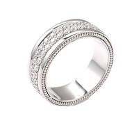 Tolldek Anillo de boda de oro blanco de 9 K/14 K/18 K, vintage, anillo de compromiso con corte redondo, moissanita, oro blanco Au 375/585/750, anillos de amistad sin alergias, Oro blanco de 18