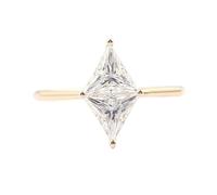Tolldek Anillo de boda de oro de 9 K/14 K/18 K, anillos de amistad solitarios con corte triangular, moissanita de 1/2/3 ct, Au 375/585/750 de oro amarillo Au 375/585/750, sin alergias, Oro de 14