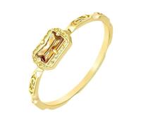 Tolldek Anillo de boda de oro de 9 K/14 K/18 K, anillos solitarios con turmalina champán corte baguette, auténticos anillos de pareja de oro amarillo Au 375/585/750, talla 47-65