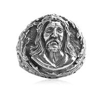 Tolldek Anillo de boda de plata 925 para hombre, religión Jesús, plata de ley S925, anillo de compromiso, punk rock, Plata de ley, Sin circonita