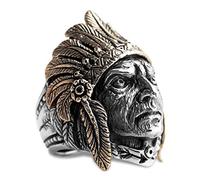 Tolldek Anillo de boda de plata S925 para hombre, indio americano, plata de ley 925, anillo de compromiso, punk rock, Plata de ley, Sin circonita