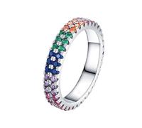 Tolldek Anillo de compromiso de cristal multicolor Au 375/585 oro blanco, clásico, anillo de eternidad, anillos de amistad, oro blanco, 9 K/14 K, joyas de oro auténtico, talla 47-62, Oro blanco 585 de