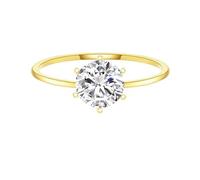Tolldek Anillo de compromiso de oro Au 375/585/750, joyas auténticas, anillos de amistad solitarios con corte redondo de 1 ct de laboratorio creado con diamante, oro amarillo de 9 K/14 K/18 K, sin