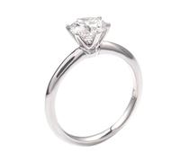 Tolldek Anillo de compromiso de oro blanco Au 375/585/750, anillos solitarios para parejas con corte redondo de 1 ct, oro blanco de 9 K/14 K/18 K, sin alergias, Oro blanco de 9, Moissanita