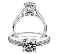 Tolldek Anillo de compromiso de oro blanco Au750, joyas auténticas, anillos de amistad con laboratorio creado con diamante de corte redondo de 4 garras, alianzas de boda de 18 quilates, talla 49 - 70