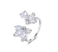 Tolldek Anillo de compromiso de oro blanco de 14 quilates, mariposa moissanita, talla 47-65, Oro blanco 585 de 14 quilates, Moissanita