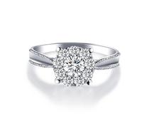 Tolldek Anillo de compromiso de oro blanco de 18 quilates Au750, joyas auténticas, moissanita, 4 puentes, engaste de garra, anillo de solicitud, oro de 18 quilates, joyas auténticas, tallas 47-65, Oro