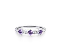 Tolldek Anillo de compromiso de oro blanco de 9 K/14 K/18 K, elegante fila de alianzas con amatista lila, corte ovalado, joyas auténticas, par de anillos con moissanita, oro blanco Au 375/585/750