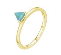 Tolldek Anillo de compromiso de oro de 9 K/14 K, oro auténtico, solitario para parejas, anillo de boda Au375/585, anillo de boda con ópalo, azul, verde, corte triangular, talla 47-62, Oro amarillo de