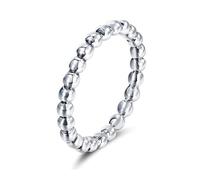 Tolldek Anillo de compromiso de oro real de 9 K/14 K, 2,7 mm, con cuentas de oro blanco Au 375/585, anillos de la amistad, joyas de oro real, talla 47-62, Oro blanco 585 de 14 quilates, Sin circonita