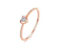 Tolldek Anillo de compromiso de oro rosa Au750 de 18 quilates con diamante de 0,05 ct, anillos de boda de oro rosa de 18 quilates para parejas, Oro rosa de 18 quilates, Diamante