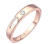 Tolldek Anillo de oro Au750 de 18 quilates, diseño hueco con huella de pie, alianzas de boda con diamante de 0,3 ct, anillos de amistad, oro amarillo 750, anillos de pareja de oro real, Oro amarillo