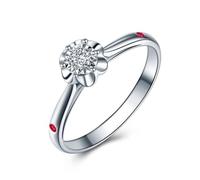 Tolldek Anillo de oro blanco 750 de 18 quilates, con diseño de flores, anillo de boda con diamante de 0,1 ct, anillos de amistad Au750, anillo de compromiso de oro auténtico, joyas de oro, Oro blanco