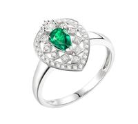 Tolldek Anillo de oro blanco de 18 quilates / plata de ley 925, anillos clásicos de amistad con laboratorio creado con esmeralda de 0,4 ct, anillo de compromiso con moissanita, Au 750, joyas