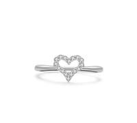 Tolldek Anillo de oro blanco de 9 K/14 K/18 K, corazón hueco para parejas con diamante, anillo de boda real, oro blanco Au 375/585/750, talla 47-65, Platino 950, Diamante