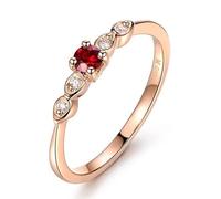 Tolldek Anillo de oro rojo Au750 de 18 quilates, anillos clásicos de la amistad con rubí de 0,14 ct, anillos de pareja con diamante de 18 quilates de oro rosa para parejas, Oro rosa de 18 quilates,