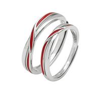 Tolldek Anillo de plata de ley 925 para parejas, anillos clásicos de la amistad, anillos de plata de ley 925, color rojo, Plata de ley, Sin circonita