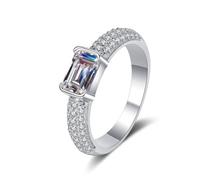 Tolldek Anillo de solicitud de oro blanco 14 K/18 K, diamante creado en laboratorio de 1 ct, anillos clásicos de la amistad, talla 47-62, Oro blanco 585 de 14 quilates, Laboratorio Creado Diamante
