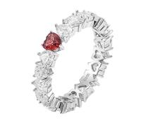 Tolldek Anillo de solicitud de oro blanco de 9 K/14 K/18 K, anillos de compromiso eterno con corte de corazón, laboratorio, creados en laboratorio, rubí, moissanita, rojo y blanco, Au 375/585/750
