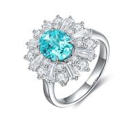 Tolldek Anillo de solicitud de oro blanco de 9 K/14 K/18 K, diseño de flores de turmalina, joyas de oro auténtico, moissanita, anillo de compromiso, Au 750/585/375, talla 47-70, Oro blanco de 18