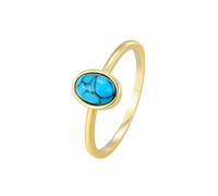 Tolldek Anillo solitario de oro amarillo Au375/585/750, anillos solitarios clásicos con turquesa, corte ovalado, azul, alianzas de boda de oro de 9 K/14 K/18 K, oro auténtico, talla 47-65, Oro