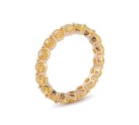 Tolldek Anillo solitario de oro amarillo de 9 K/14 K/18 K, joyas auténticas, para parejas de eternidad con corte redondo zafiro amarillo, Au 375/585/750, anillos de boda sin alergias, Oro de 18