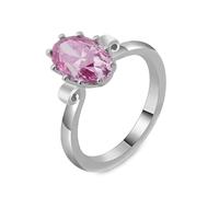 Tolldek Anillo solitario de oro blanco de 9 quilates Au375, anillos de boda solitarios con corte ovalado de 2 quilates, rosa moissanita, oro de 9 quilates, joyas auténticas, sin alergias, talla 48