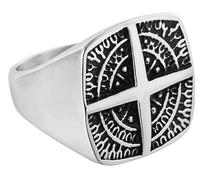 Tolldek Anillos de amistad de acero inoxidable para hombre, 23 mm, cruzadas, brújula, anillo de compromiso, anillos punk rock, plata, acero inoxidable, Sin circonita