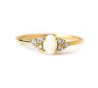 Tolldek Anillos de boda clásicos de oro de 9 K/14 K, Au375/585, oro de la amistad con moissanita, talla 47-62, Oro amarillo de 9 quilates (375), Ópalo