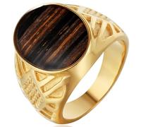 Tolldek Anillos de boda de acero inoxidable para hombre, 18 mm, estilo retro, con patrón de madera, anillos de pareja, anillo de compromiso, punk rock, plata/oro, acero inoxidable, Sin circonita