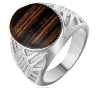 Tolldek Anillos de boda de acero inoxidable para hombre, 18 mm, estilo retro, con patrón de madera, anillos de pareja, anillo de compromiso, punk rock, plata/oro, acero inoxidable, Sin circonita