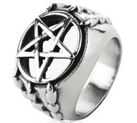 Tolldek Anillos de boda de acero inoxidable para hombre, 19 mm, garra de dragón con estrella, anillos de boda, punk rock, plata, acero inoxidable, Sin circonita