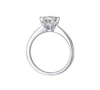 Tolldek Anillos de boda de oro auténtico, 9 K/14 K/18 K, oro blanco, anillos de amistad solitarios con corte redondo de 1 ct, moissanita de 1 ct, oro blanco Au 375/585/750, anillos para parejas, sin