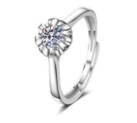 Tolldek Anillos de boda de oro blanco de 14 quilates, diseño de flores de diamante de laboratorio, anillos solitarios de boda Au585 para parejas, talla 47-65, Oro blanco 585 de 14 quilates